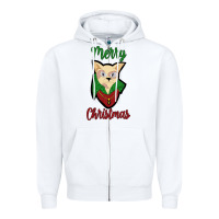 White Merry Christmas Cat Zipper Hoodie - Bettercallsaul