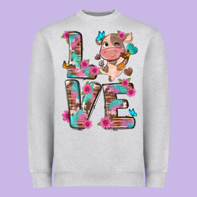 Love Little Cute Cow Heavyweight Sweatshirt Designed By Nancycooperartshop