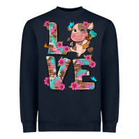 Navy love little cute cow Heavyweight Sweatshirt - NancyCooperArtShop