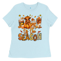 Baby Blue Tis' the season Fall Heifer coffee cups Ladies Tee - RanaPortraitStore