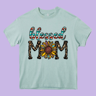 Blessed Mom Heavy Core Tee Designed By Cowhidedigitalart
