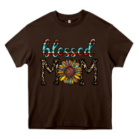 Chocolate Brown blessed mom Heavy Core Tee - CowhideDigitalArt