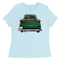 Baby Blue western green truck back view Ladies Tee - FaDigitalArtStudio
