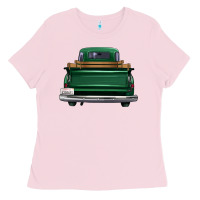 Bubblegum Pink western green truck back view Ladies Tee - FaDigitalArtStudio