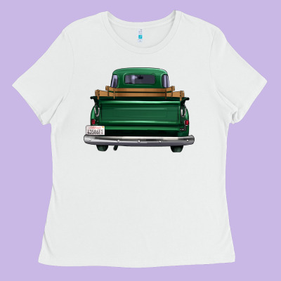 Western Green Truck Back View Ladies Tee Designed By Fadigitalartstudio