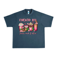 Midnight Navy fueled by jesus and coffee Urban Heavy Tee - MaliasSmallBusiness