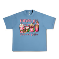 Pebble Blue fueled by jesus and coffee Urban Heavy Tee - MaliasSmallBusiness
