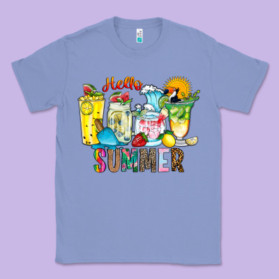 Hello Summer Drink Classic Tee Designed By Cowhidedigitalart