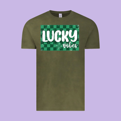 Lucky Vibes Vintage Tee Designed By Maliassmallbusiness
