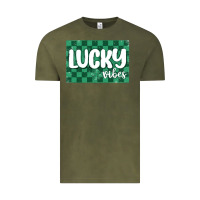 Vintage Olive lucky vibes Vintage Tee - MaliasSmallBusiness