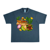 Midnight Navy burrito  with sombrero and union with cactus Urban Heavy Tee - AdoDesignShop