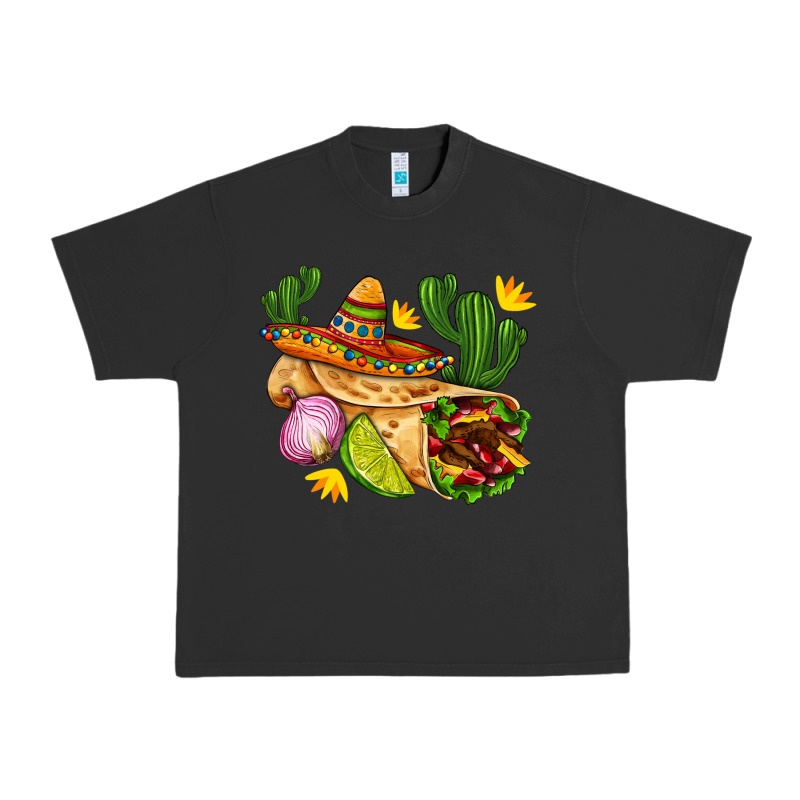 Burrito  With Sombrero And Union With Cactus Urban Heavy Tee by AdoDesignShop | Teevron