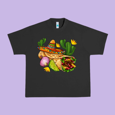 Burrito  With Sombrero And Union With Cactus Urban Heavy Tee Designed By Adodesignshop