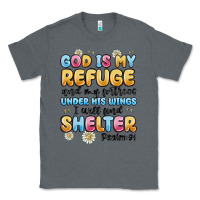 Charcoal Heather god is my refuge and my fortress under his wings Classic Tee - MaliasSmallBusiness
