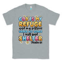 Heather Grey god is my refuge and my fortress under his wings Classic Tee - MaliasSmallBusiness