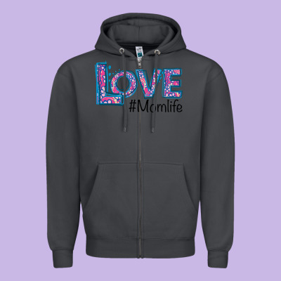 Love Mom Life Zipper Hoodie Designed By Bettercallsaul