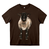 Chocolate Brown suffolk ewe front Heavy Core Tee - BarkalooDesign