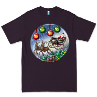 Plum santa claus with deer christmas ornament Premium Tee - BundleAndBundleShop