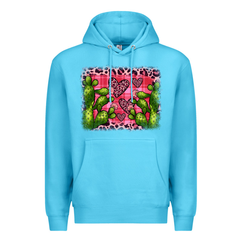 Valentine's Day Cactus Background Premium Hoodie by JahusDesignShop | Teevron