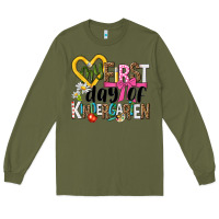 Army Green my first day of kindergarten Long Sleeve Tee - NancyCooperArtShop