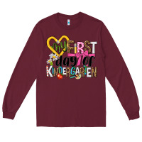 Burgundy my first day of kindergarten Long Sleeve Tee - NancyCooperArtShop