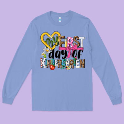 My First Day Of Kindergarten Long Sleeve Tee Designed By Nancycooperartshop
