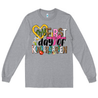 Heather Grey my first day of kindergarten Long Sleeve Tee - NancyCooperArtShop
