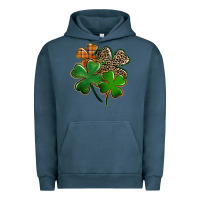 Pigment Midnight Navy Leopard shamrock St. Patricks Day Urban Hoodie - FaDigitalArtStudio