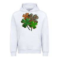 White Leopard shamrock St. Patricks Day Urban Hoodie - FaDigitalArtStudio