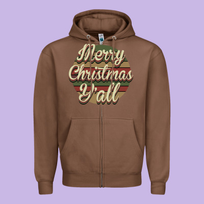 Merry Christmas Y'all Zipper Hoodie Designed By Bettercallsaul