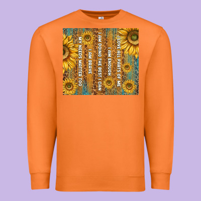 Self Reminders With Sunflowers Premium Sweatshirt Designed By Tumblerdesignbyshophia