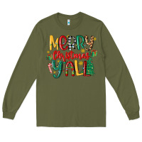 Army Green merry christmas y'all Long Sleeve Tee - MaliasSmallBusiness