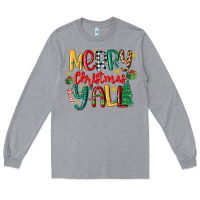 Heather Grey merry christmas y'all Long Sleeve Tee - MaliasSmallBusiness
