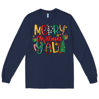 Navy merry christmas y'all Long Sleeve Tee - MaliasSmallBusiness