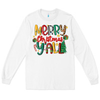 White merry christmas y'all Long Sleeve Tee - MaliasSmallBusiness