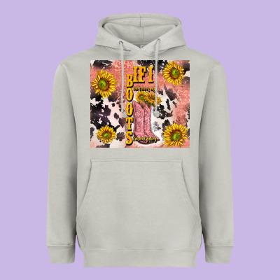 Cowgirl Boots Sunflower Heavyweight Hoodie Designed By Tumblerdesignbyshophia