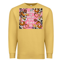 Antique Gold life is what you bake it with cowhide Premium Sweatshirt - TumblerDesignByShophia