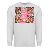 Dove Grey life is what you bake it with cowhide Premium Sweatshirt - TumblerDesignByShophia