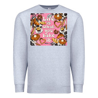 Heather Grey life is what you bake it with cowhide Premium Sweatshirt - TumblerDesignByShophia