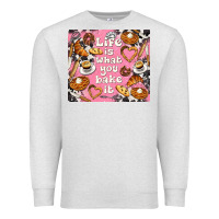 Oatmeal Heather life is what you bake it with cowhide Premium Sweatshirt - TumblerDesignByShophia