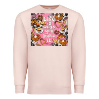 Pale Pink life is what you bake it with cowhide Premium Sweatshirt - TumblerDesignByShophia