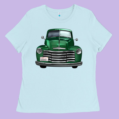 Western Green Truck Front View Ladies Tee Designed By Fadigitalartstudio