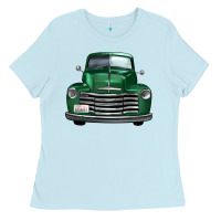 Baby Blue western green truck front view Ladies Tee - FaDigitalArtStudio