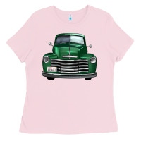 Bubblegum Pink western green truck front view Ladies Tee - FaDigitalArtStudio