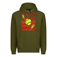 Army Green Game day softball lightning bolt Premium Hoodie - HowdyJamesFarm