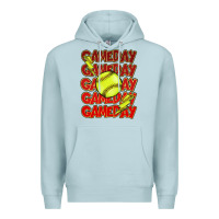 Blue Mist Game day softball lightning bolt Premium Hoodie - HowdyJamesFarm