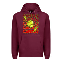Burgundy Game day softball lightning bolt Premium Hoodie - HowdyJamesFarm