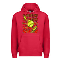 Cardinal Game day softball lightning bolt Premium Hoodie - HowdyJamesFarm