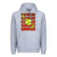 Heather Grey Game day softball lightning bolt Premium Hoodie - HowdyJamesFarm