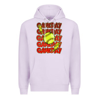 Lilac Game day softball lightning bolt Premium Hoodie - HowdyJamesFarm